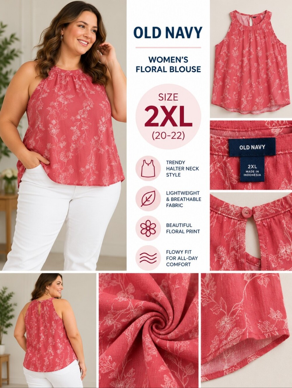Old navy Women's XXL pink floral blouse #38